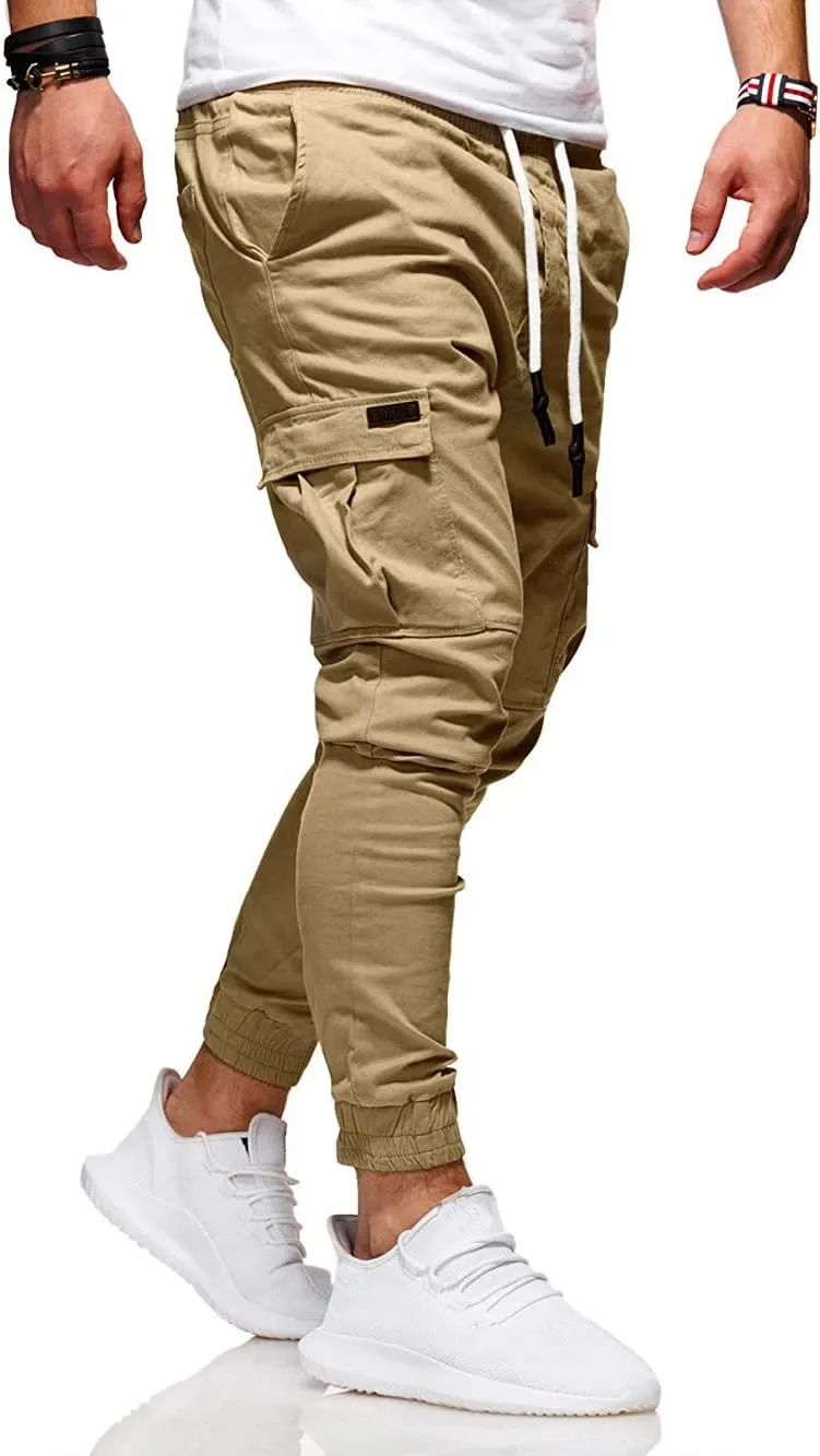 BUXKR Mens Cargo Pants Casual Hiking Pants Workout Joggers Sweatpants for Men