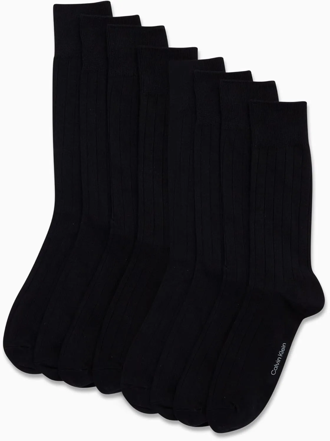 Calvin Klein Men's Dress Socks - 8 Pack Breathable Cotton Blend Crew Socks - Casual Long Work Sock for Men (Sizes: 7-12)