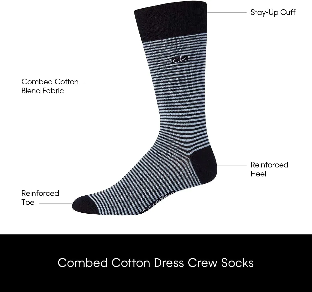 Calvin Klein Men's Dress Socks - 8 Pack Breathable Cotton Blend Crew Socks - Casual Long Work Sock for Men (Sizes: 7-12)