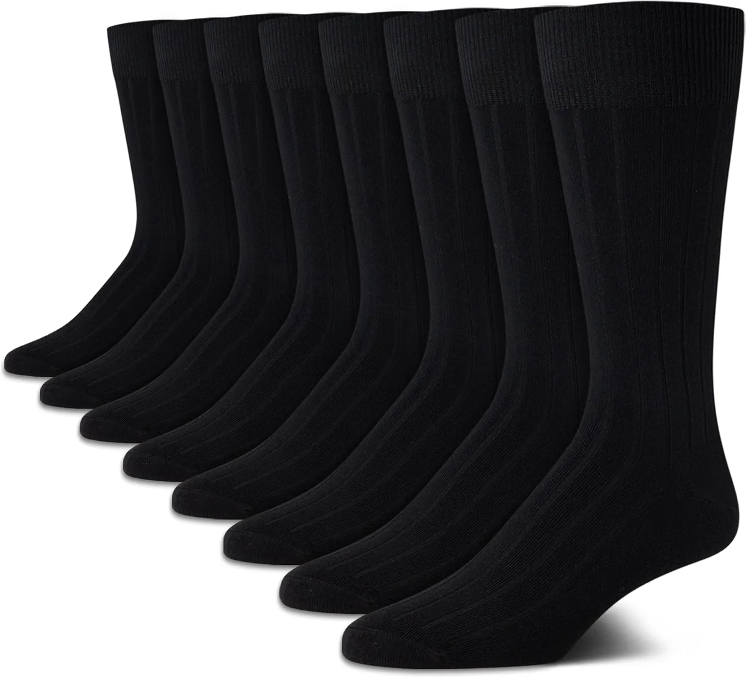 Calvin Klein Men's Dress Socks - 8 Pack Breathable Cotton Blend Crew Socks - Casual Long Work Sock for Men (Sizes: 7-12)