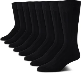 Calvin Klein Men's Dress Socks - 8 Pack Breathable Cotton Blend Crew Socks - Casual Long Work Sock for Men (Sizes: 7-12)