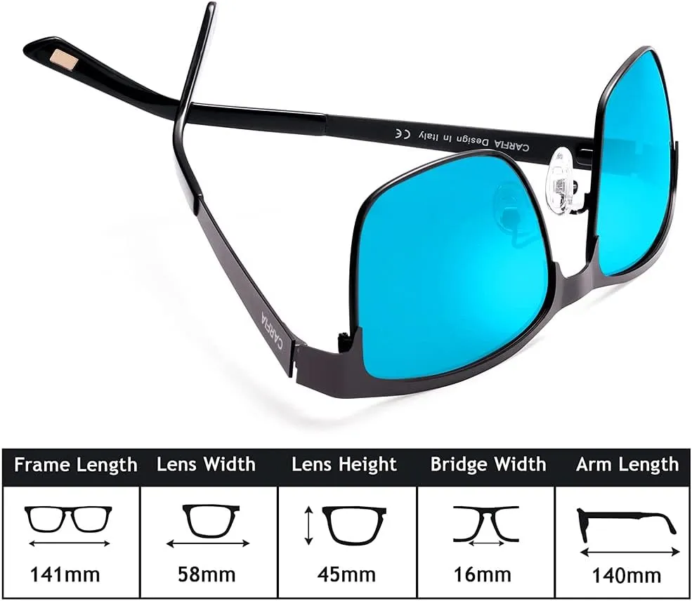 CARFIA Metal Mens Sunglasses Polarized UV400 Protection for Driving Fishing Hiking Golf Everyday Use CA5225