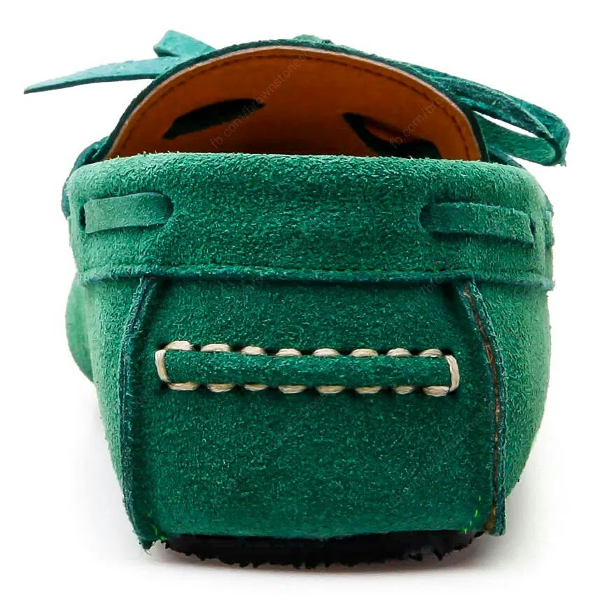 Casualist Lace Leather Loafer Suede Duck Head Green