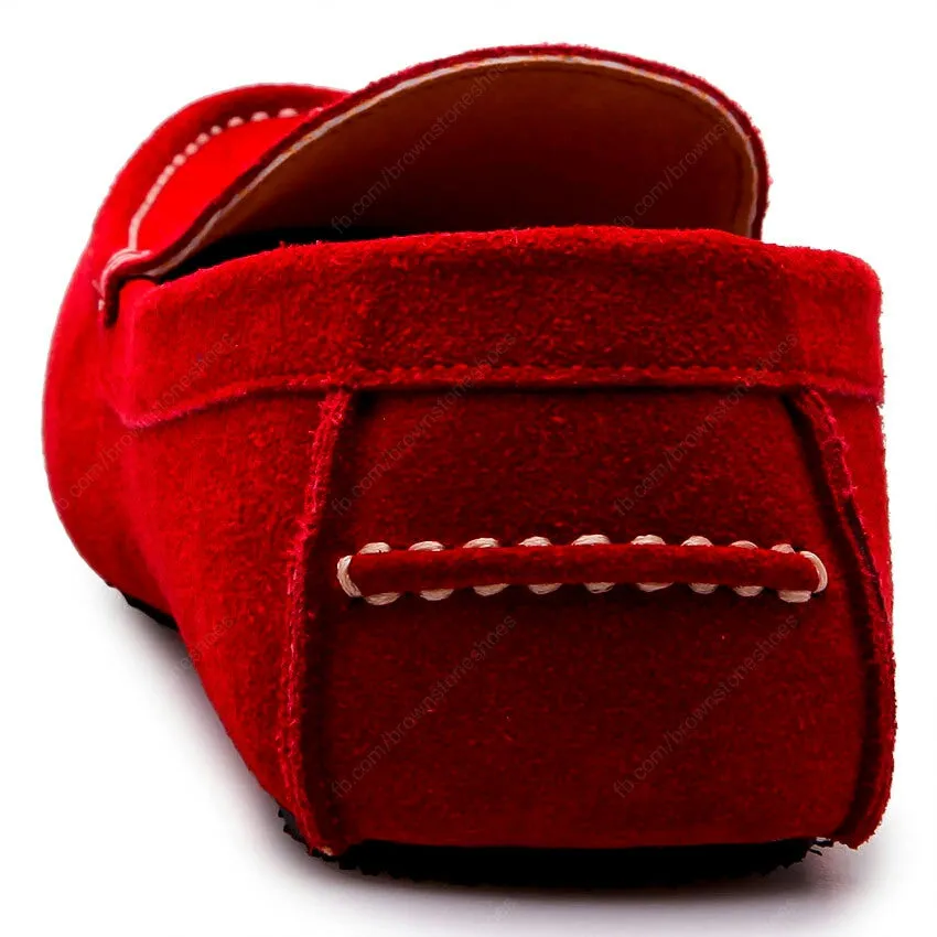 Casualist Leather Loafer Suede Ruby Red