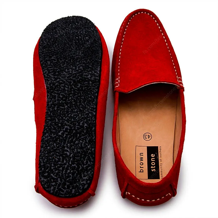 Casualist Leather Loafer Suede Ruby Red
