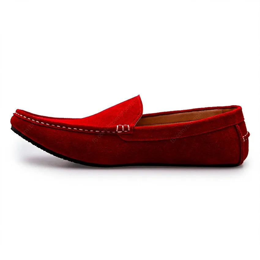 Casualist Leather Loafer Suede Ruby Red