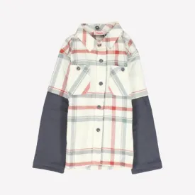 Checkered Long-Sleeved Hooded Shirt