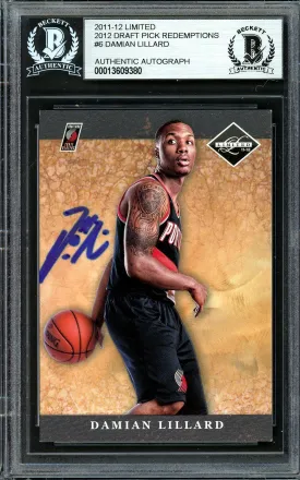 Damian Lillard Autographed 2011-12 Panini Limited Draft Pick Redemption Rookie Card #6 Portland Trail Blazers Beckett BAS #13609380