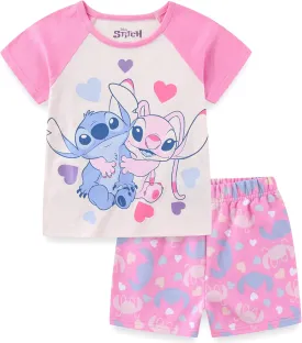 Disney Lilo & Stitch Girls Short Sleeve T-Shirt and French Terry Shorts Set for Big Kids