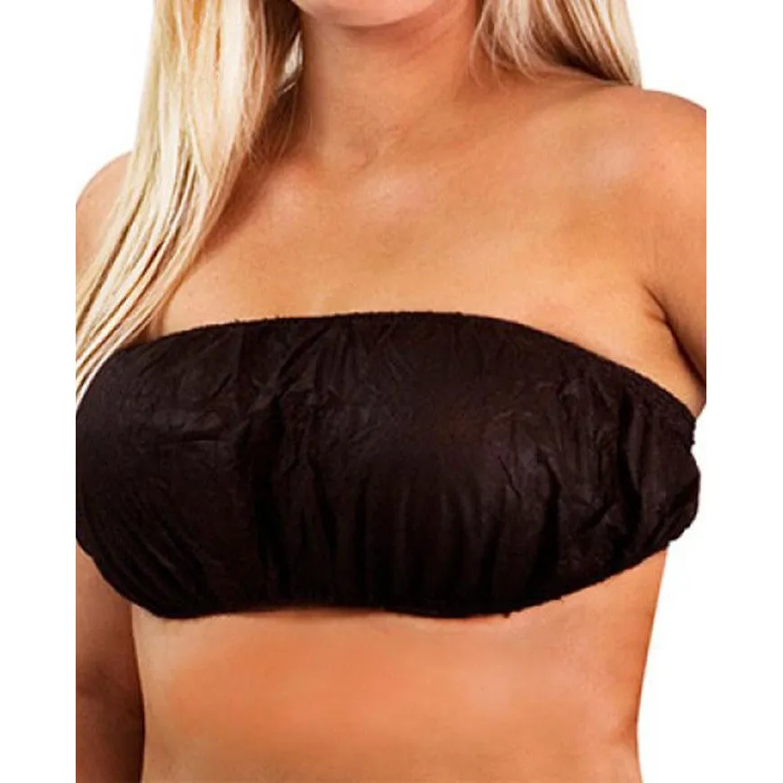 Essenavita 50 Disposable Strapless Bra's with String Tie in Black soft fabric