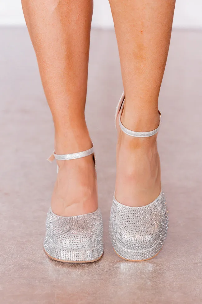 Eve Silver Chunky Sparkle Heels