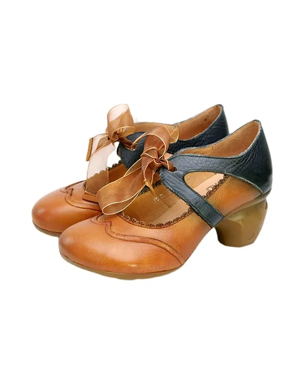 Handmade Vintage Elegant Chunky Heels