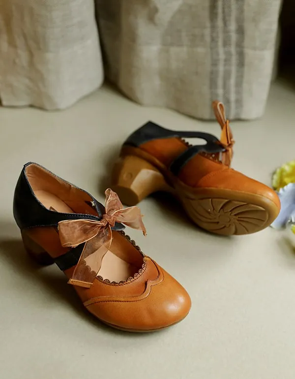 Handmade Vintage Elegant Chunky Heels