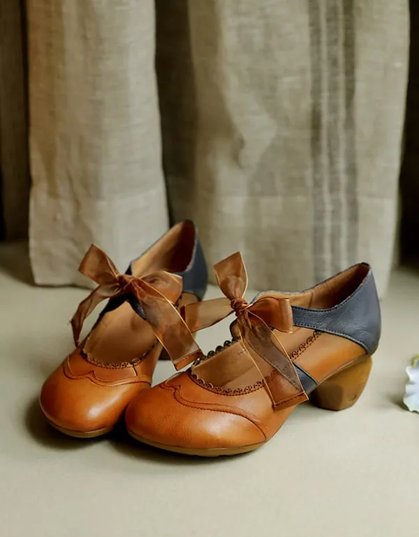 Handmade Vintage Elegant Chunky Heels