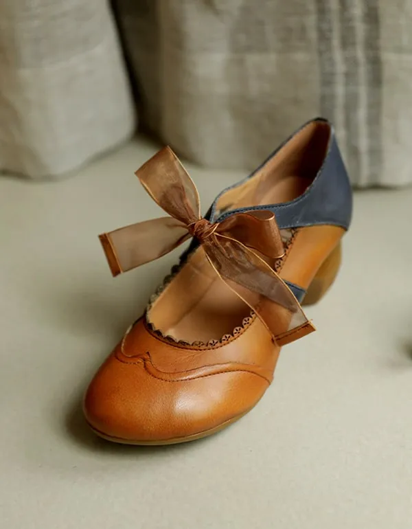 Handmade Vintage Elegant Chunky Heels