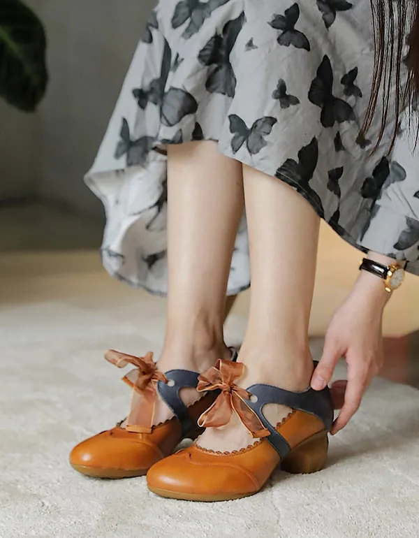 Handmade Vintage Elegant Chunky Heels