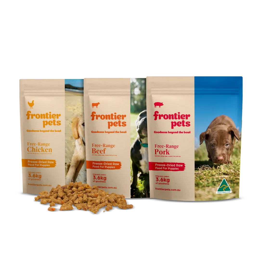 MEDIUM PACK COMBO | Free-Range 'Beef   Pork   Chicken' | Raw Freeze-Dried - Puppy