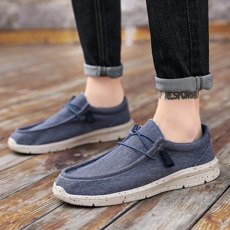Men Loafer Slip On Sneakers Casual Comfort Lightweight Travel Stretch Canvas Shoes