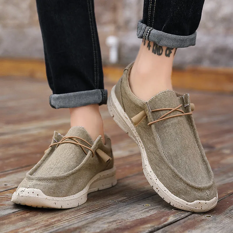 Men Loafer Slip On Sneakers Casual Comfort Lightweight Travel Stretch Canvas Shoes
