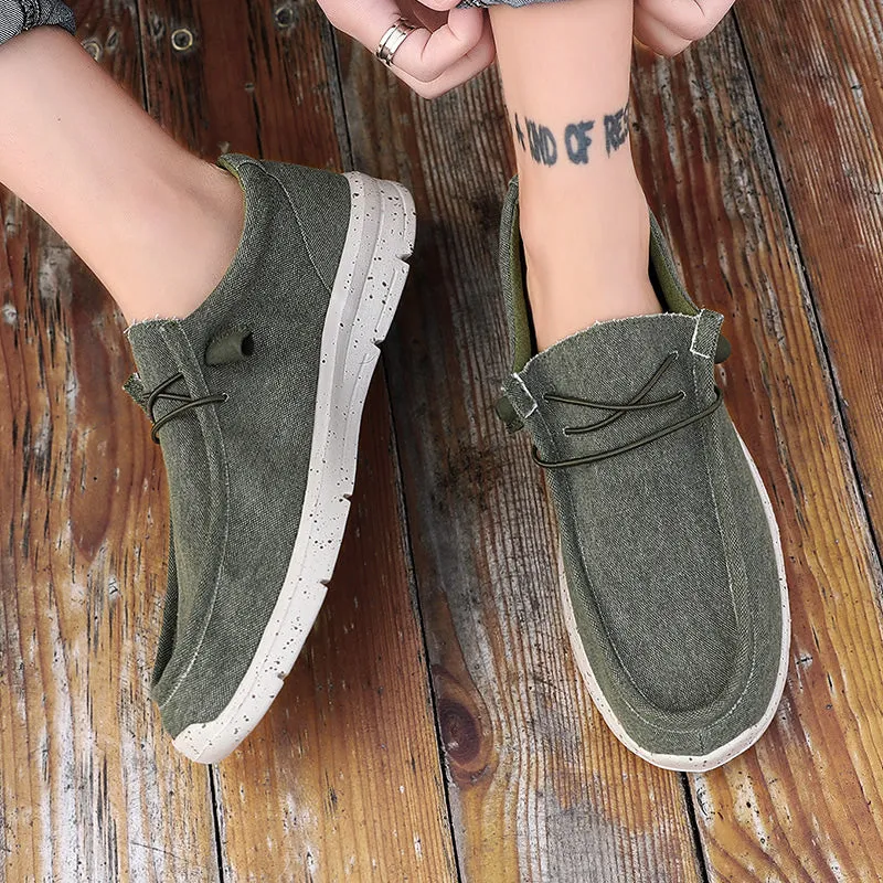Men Loafer Slip On Sneakers Casual Comfort Lightweight Travel Stretch Canvas Shoes