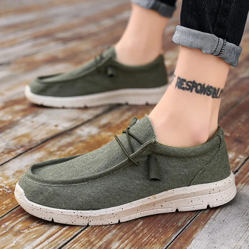 Men Loafer Slip On Sneakers Casual Comfort Lightweight Travel Stretch Canvas Shoes