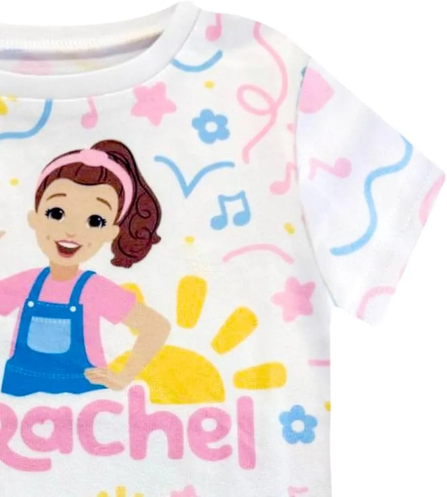 Ms. Rachel 2 Piece Pajama Set - Toddler Girls Boys PJ Set, Short Sleeve Shirt & Pants - Kids Sleepwear Set - Official License