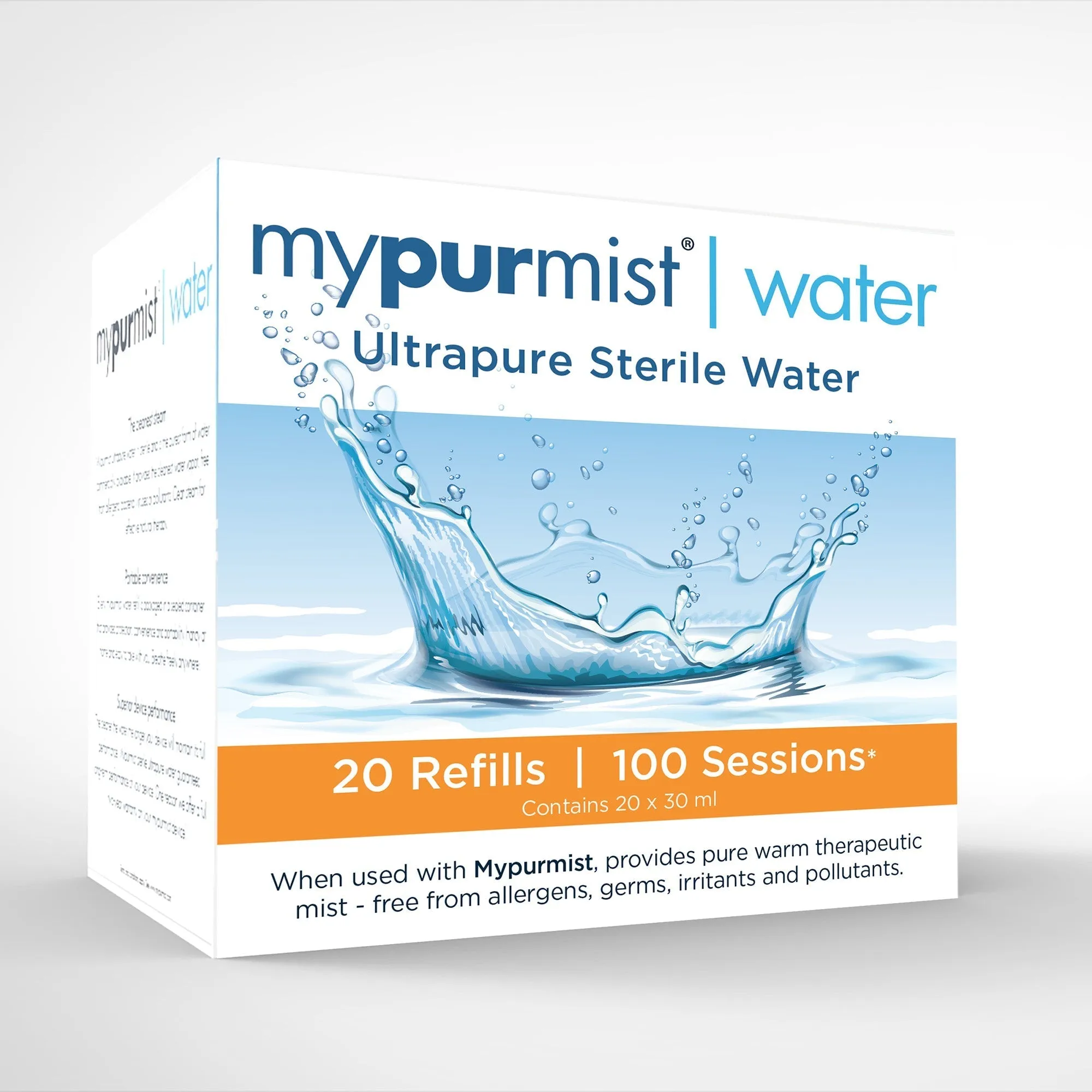 Mypurmist® Ultrapure Sterile Water - 20 refills | 100 sessions - Add to Device Purchase