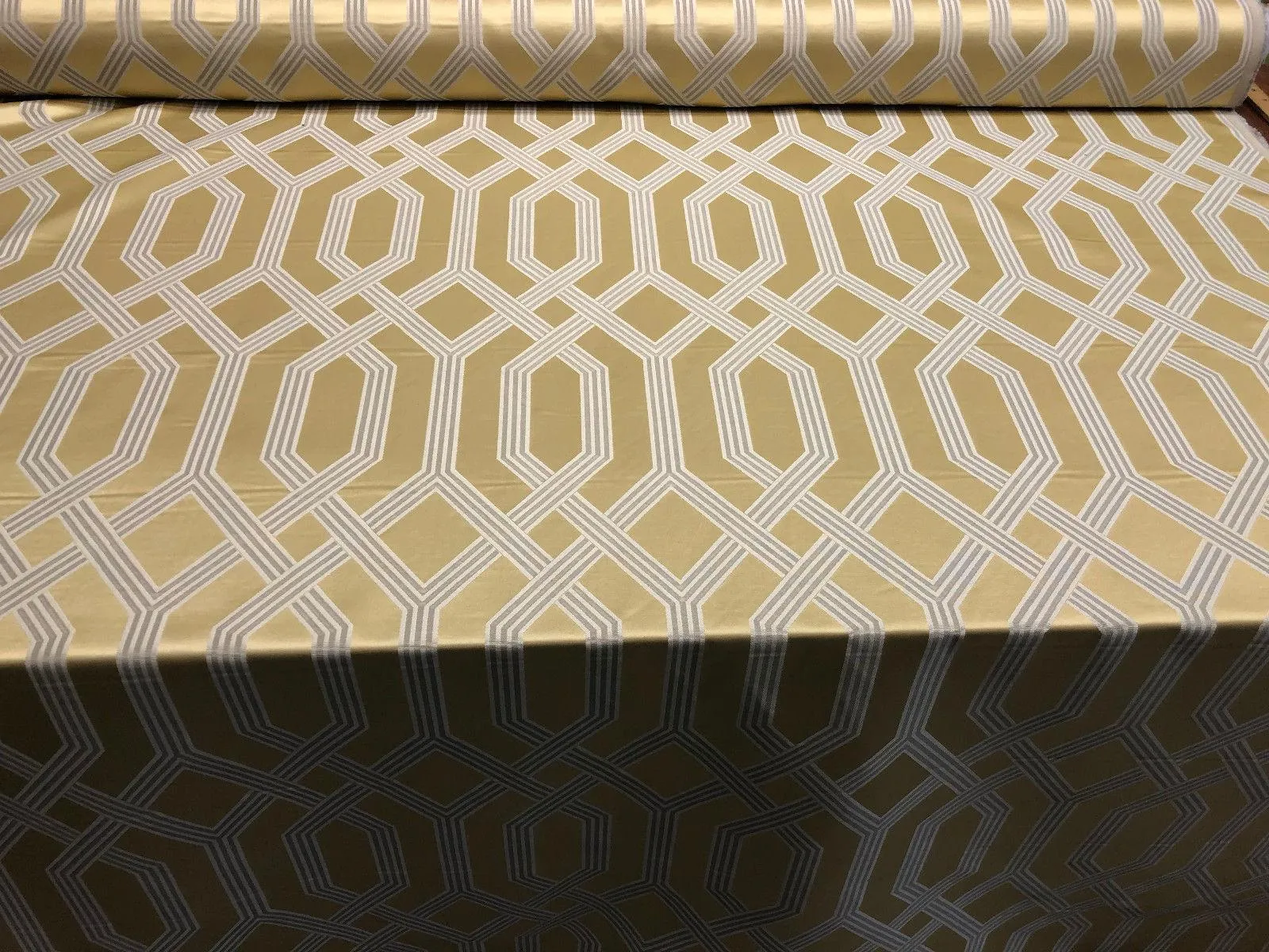 P/Kaufmann Theorem Sunglow Gold latticework Fabric by the yard 57''