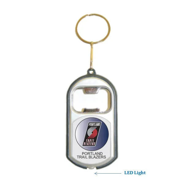 Portland Trail Blazers NBA 3 in 1 Bottle Opener LED Light KeyChain KeyRing Holder