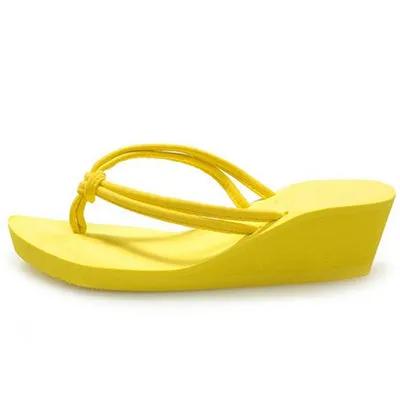Pu Rubber Slip-on Casual Plain Fashion Sandals Shoes Beach Flat Wedge Flip Flops Lady Slippers Women 2017 summer style
