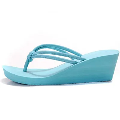 Pu Rubber Slip-on Casual Plain Fashion Sandals Shoes Beach Flat Wedge Flip Flops Lady Slippers Women 2017 summer style