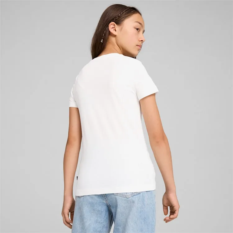 PUMA JUNIOR ESSENTIALS SCRIPT WHITE TEE
