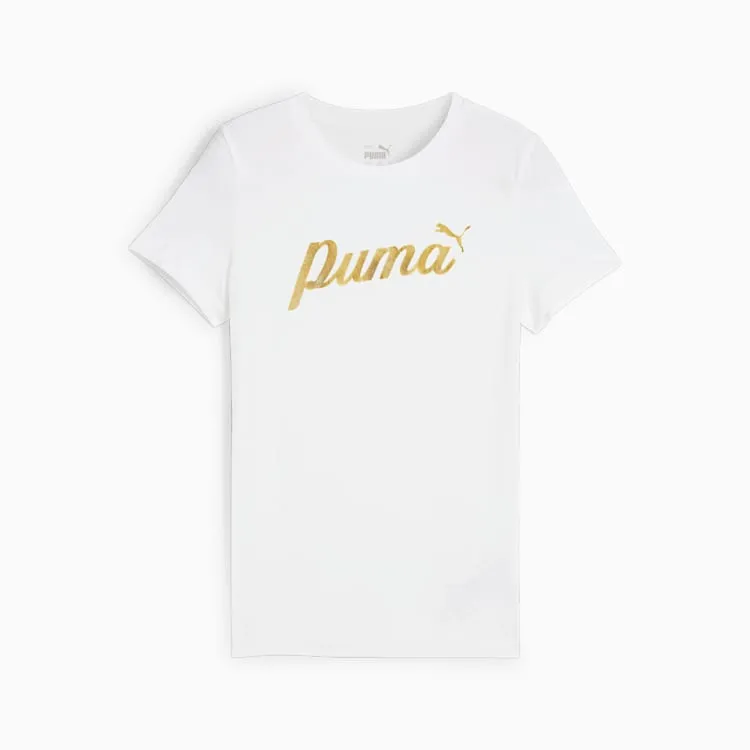 PUMA JUNIOR ESSENTIALS SCRIPT WHITE TEE
