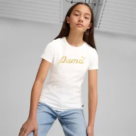 PUMA JUNIOR ESSENTIALS SCRIPT WHITE TEE