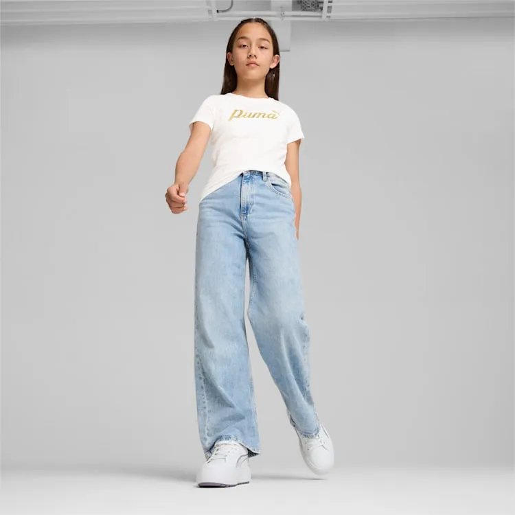PUMA JUNIOR ESSENTIALS SCRIPT WHITE TEE