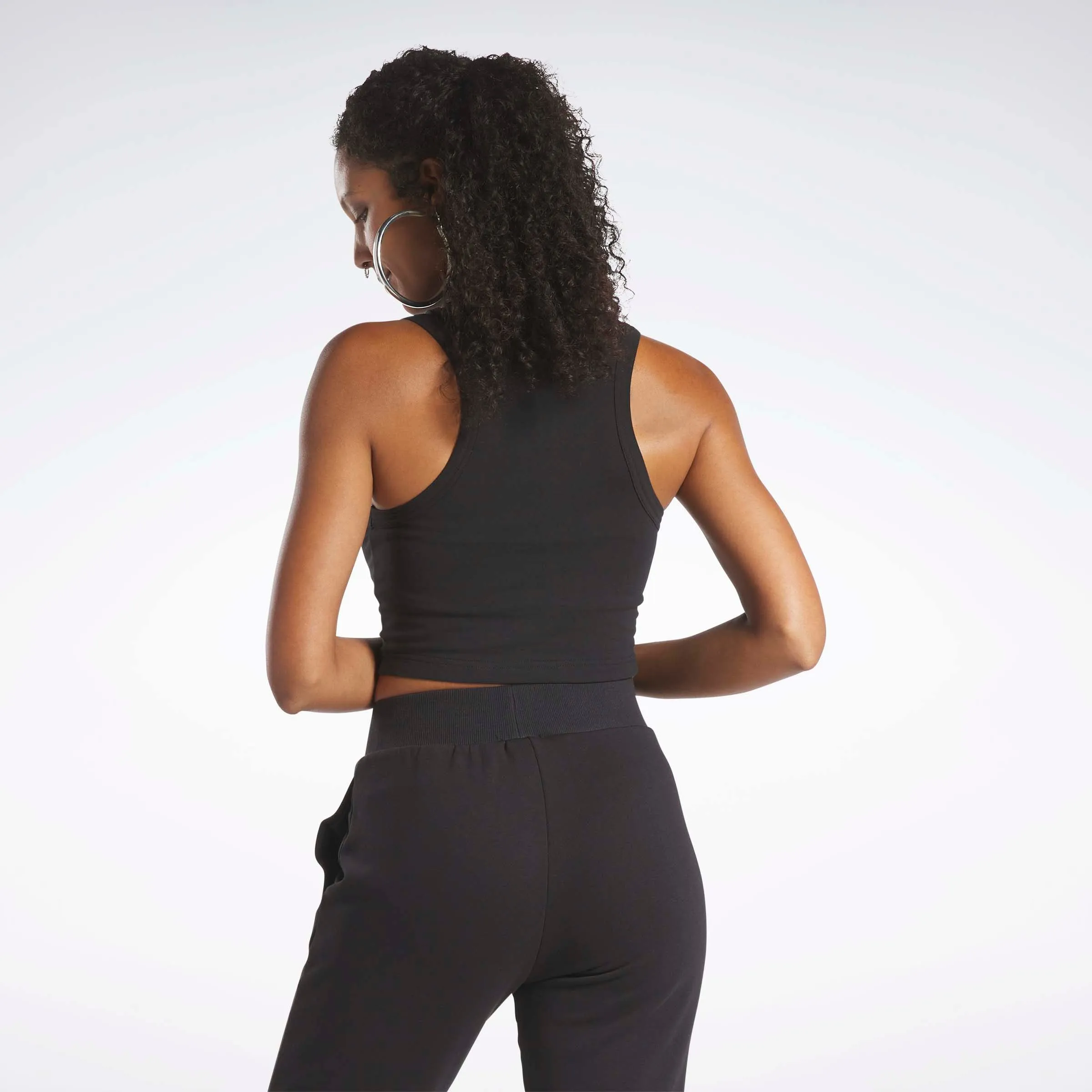 Reebok Classics Cropped Fitted Jersey Tank Top Black