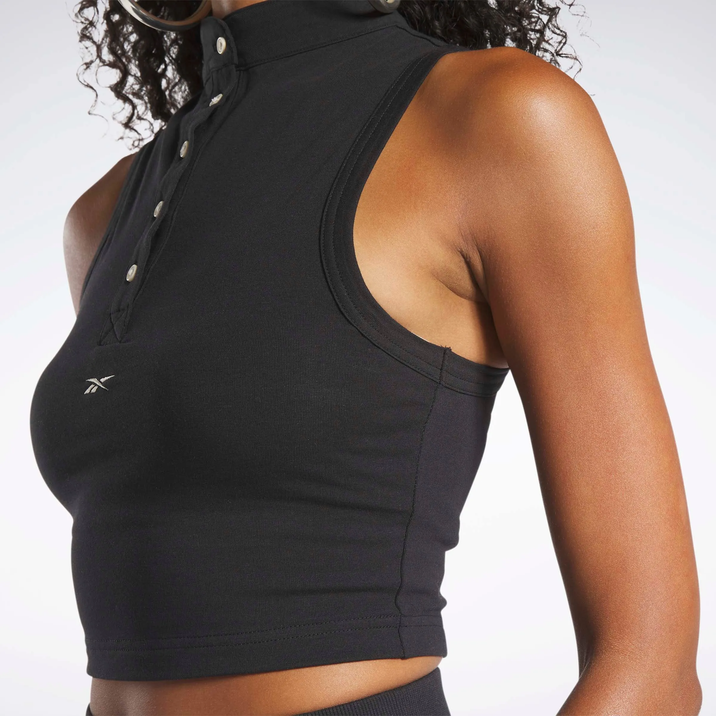 Reebok Classics Cropped Fitted Jersey Tank Top Black