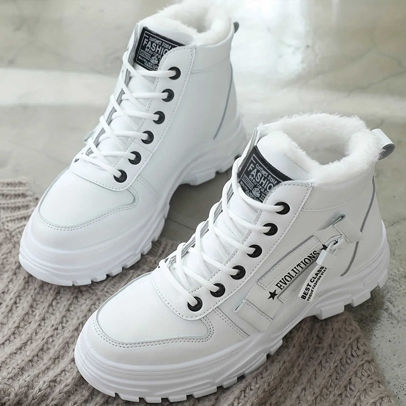 Warm PlushLined High Tops Casual Sports Shoes for Women