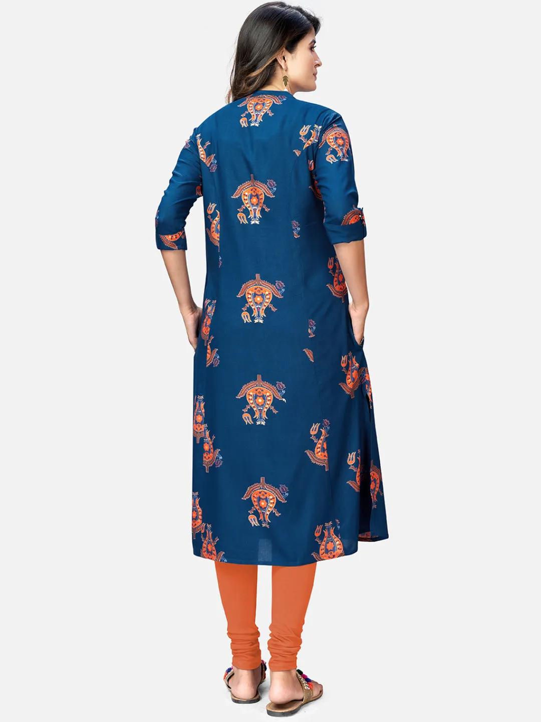 Women'S Printed & Embroidered Anarkali Cotton Black Kurta
